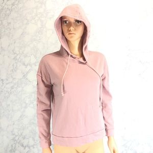 Hippie Rose Pink Laced Sleeve Hoodie Sweatshirt Sm